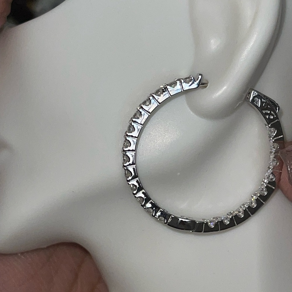 VVS GRA certified moissanite diamond gold vermeil hoops 100% passes diamond test - Picture 6 of 8